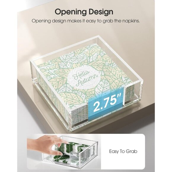 Acrylic Napkin Holder for Table, Clear Guest Towel Holder, Beverage Buffet Paper - Picture 4 of 8